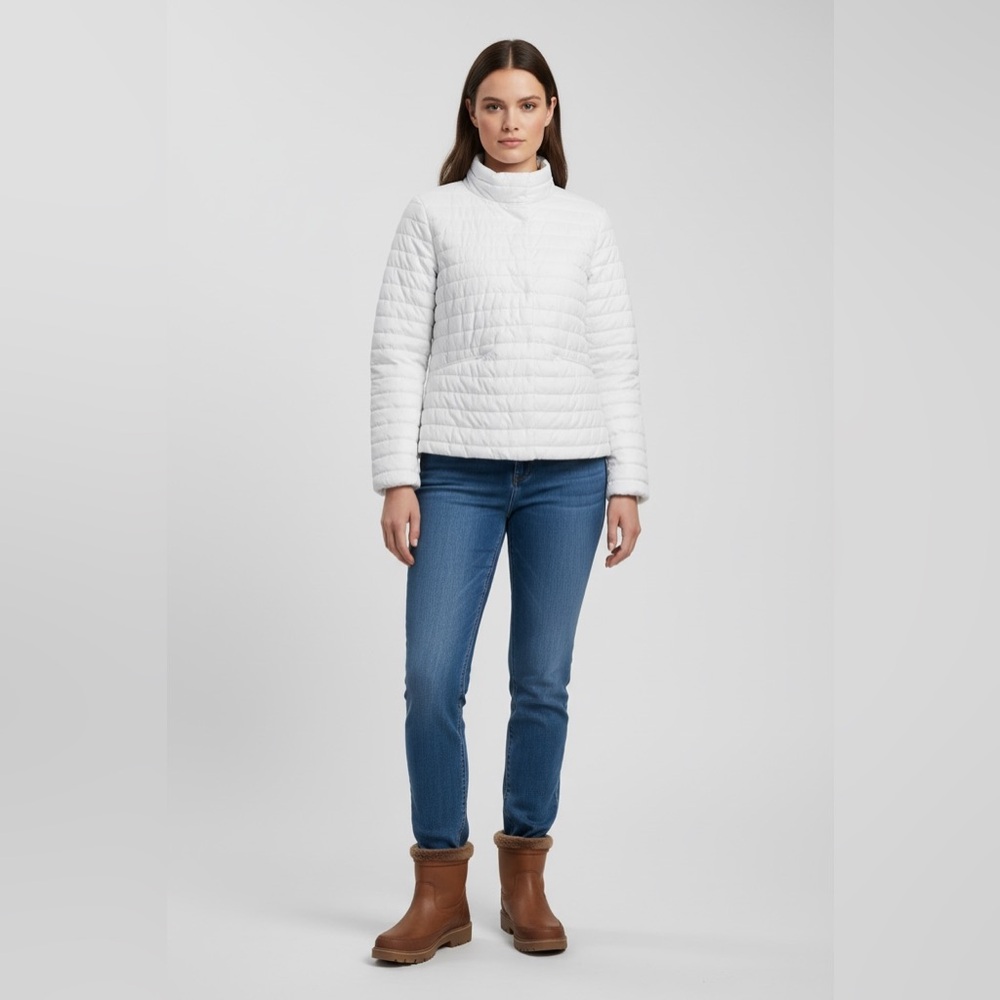 Liz Claiborne NWT casual white minimalist warm puffer ski jacket gorpcore small